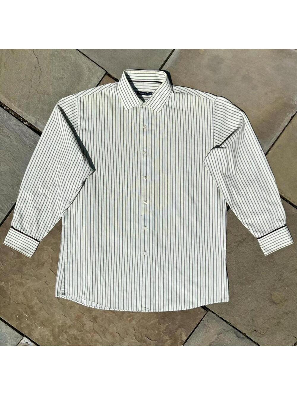 Y2K Neo-Vintage Pale Green/Burgundy Stripe Button Down Shirt